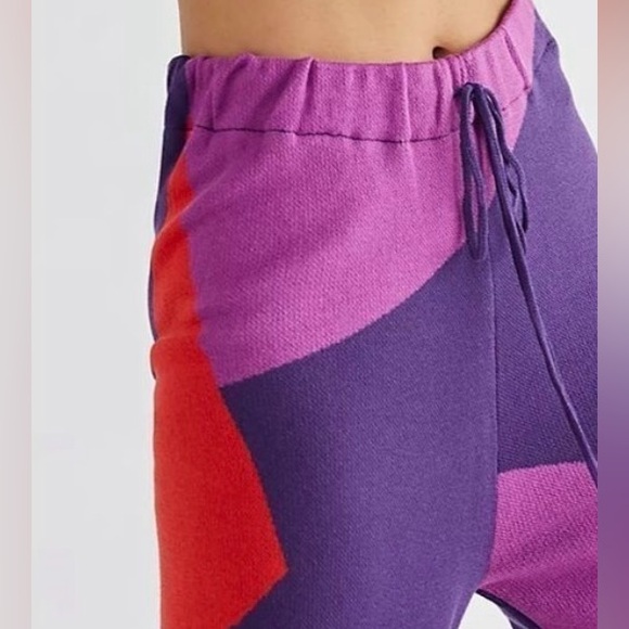 New Hosbjerg x Free People Corsa Colorblock S Purple Pink Intarsia Knit Wide-Leg - Picture 5 of 17